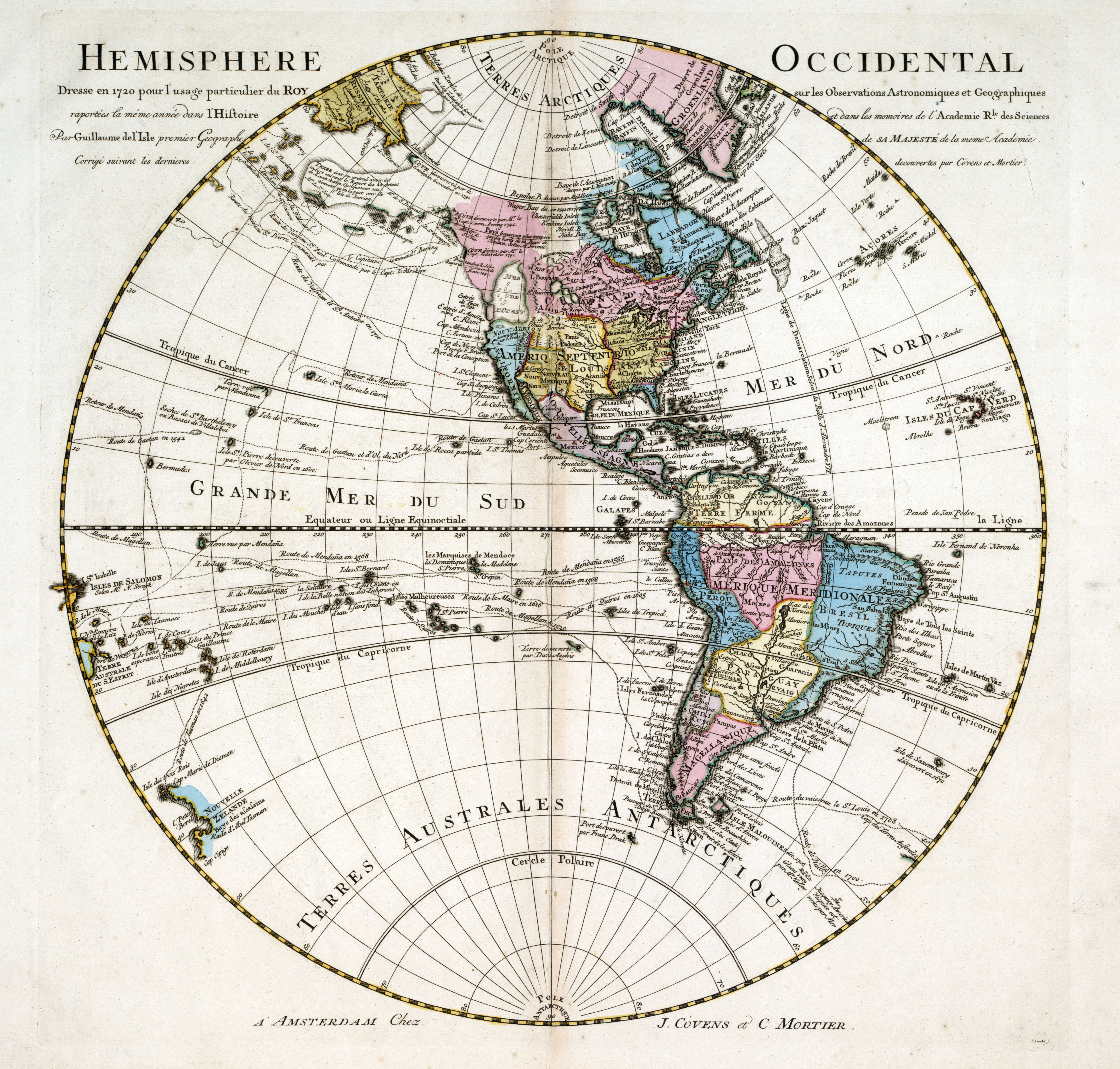 Сша полушарие. Карта 1720. Western Hemisphere.