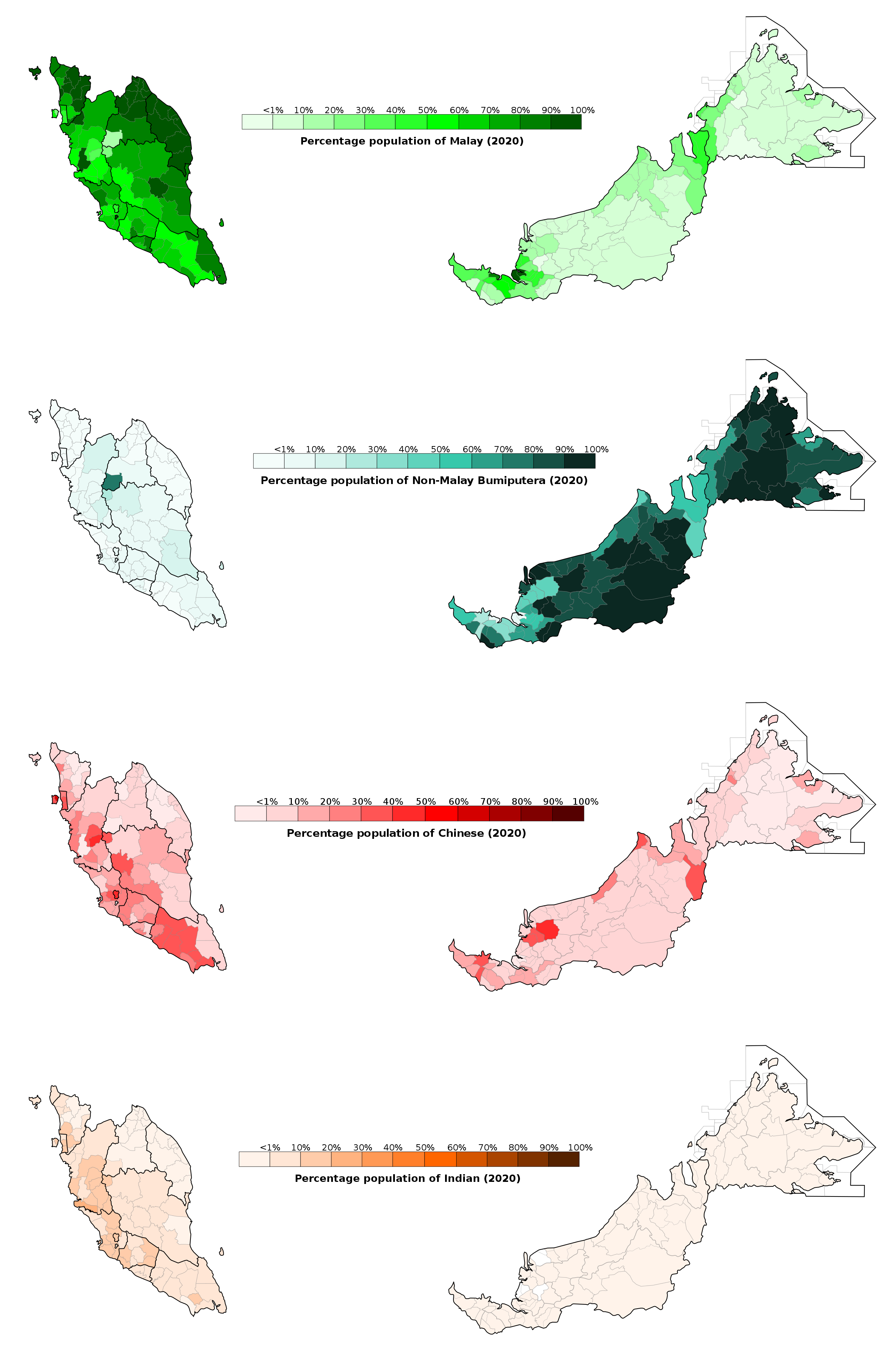 Ethnicities of Malaysia from the 2020 census (Malay, NonMalay